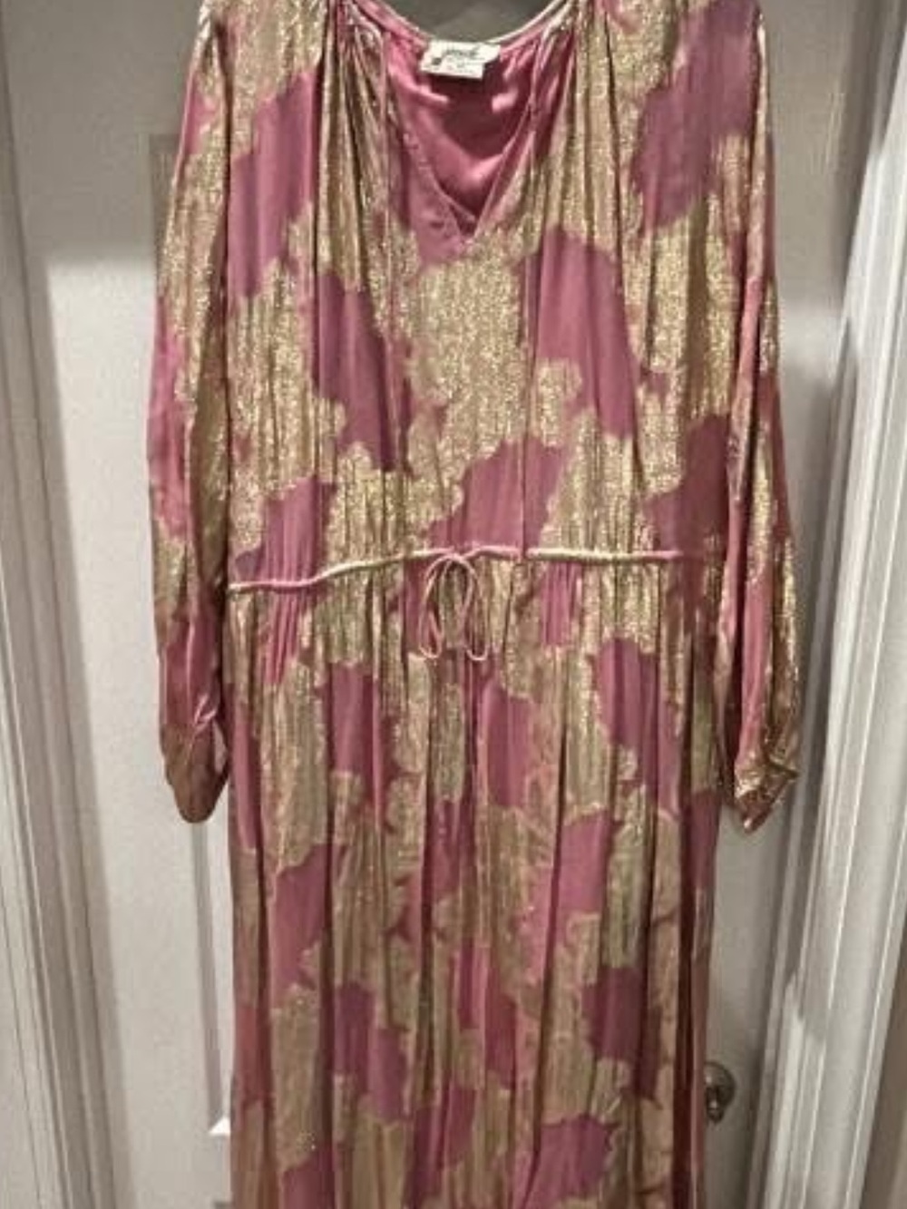 Anthropologie Pink Maxi Dress with Cream Floral Print - Picture 2 of 2